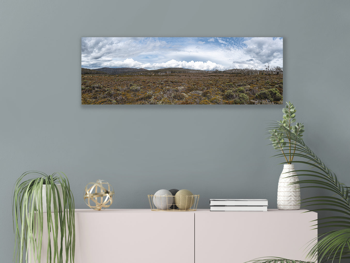 Stretched canvas taken on cloudy Mount Field National Park, Tasmania by Istvan Maar Photography - living room