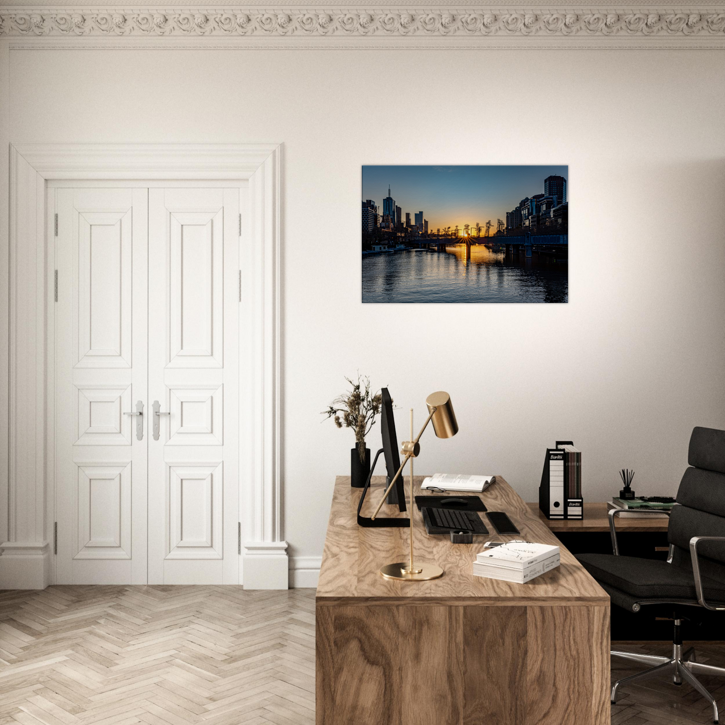 Sunrise on Yarra in Melbourne Poster Canvas by Istvan Maar Photography - executive office décor