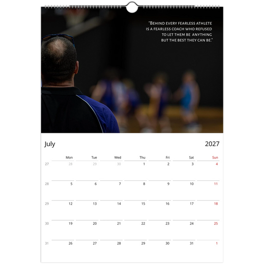 2027 Wall Calendar for the Best Basketball Coach – photography detail of basketball scenes