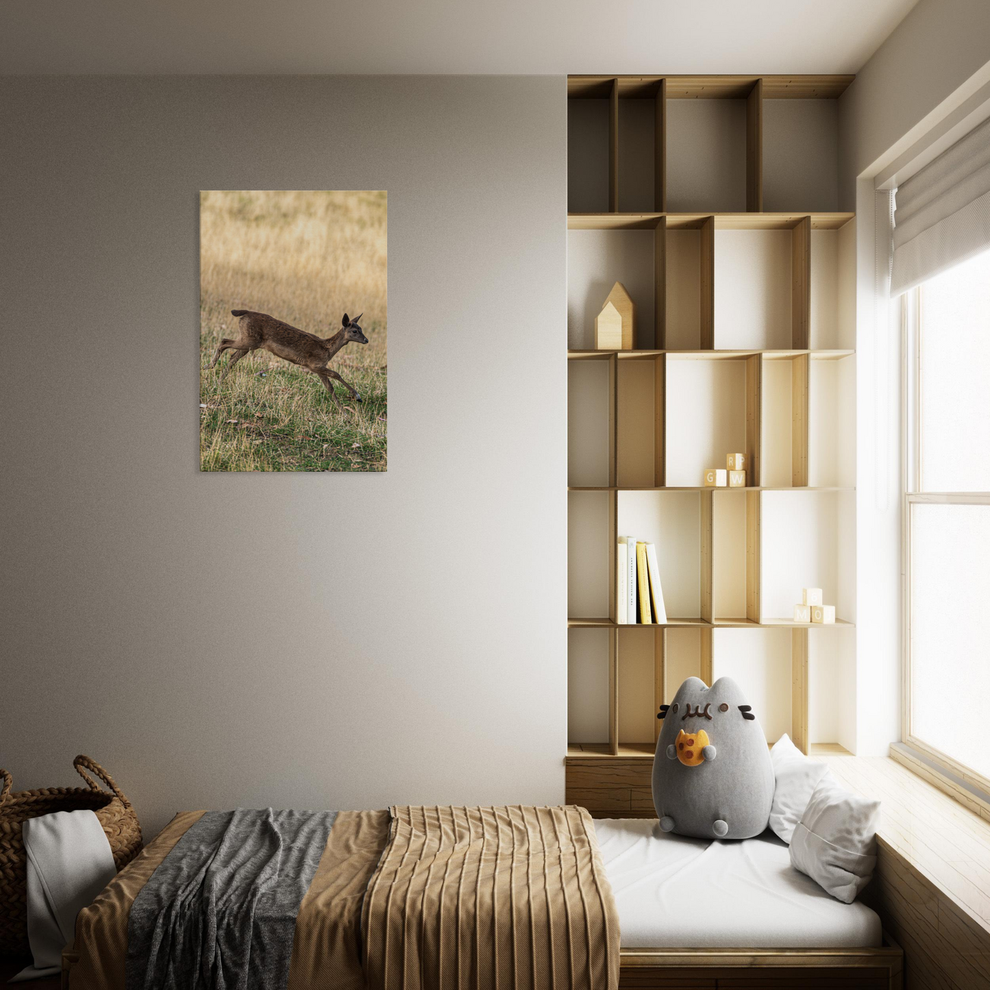 Deer Wildlife Animals Art Nursery Photography Wall Decor Kids Room Poster Playroom Artwork Stag Stretched Canvas 119