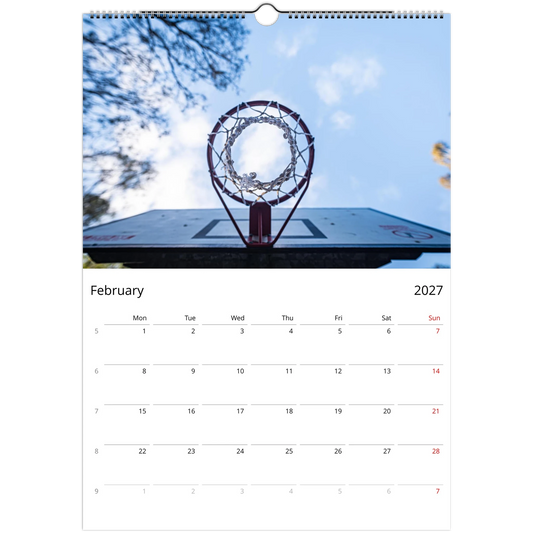 2027 Basketball Wall Calendar - lifestyle wall display in home interior