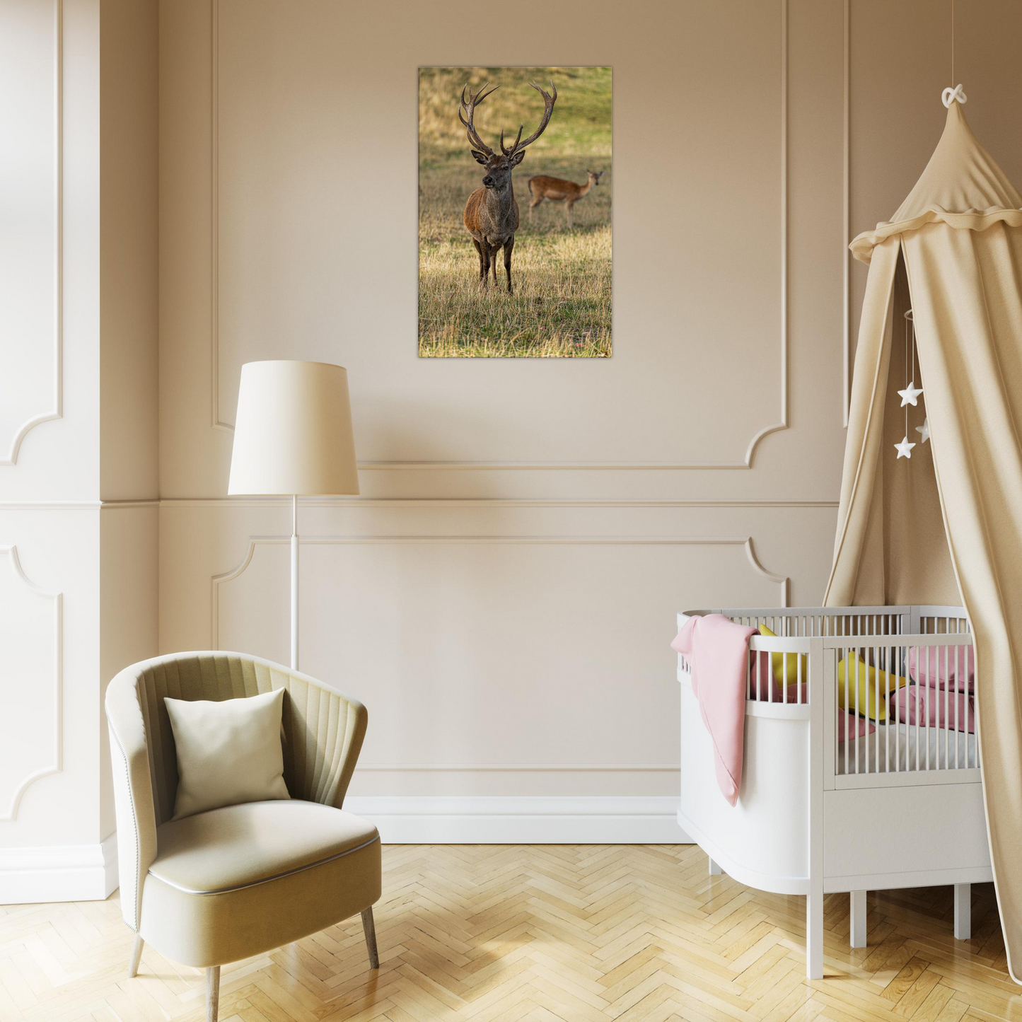 Deer Wildlife Animals Art Nursery Photography Wall Decor Kids Room Poster Playroom Artwork Stag Stretched Canvas 069