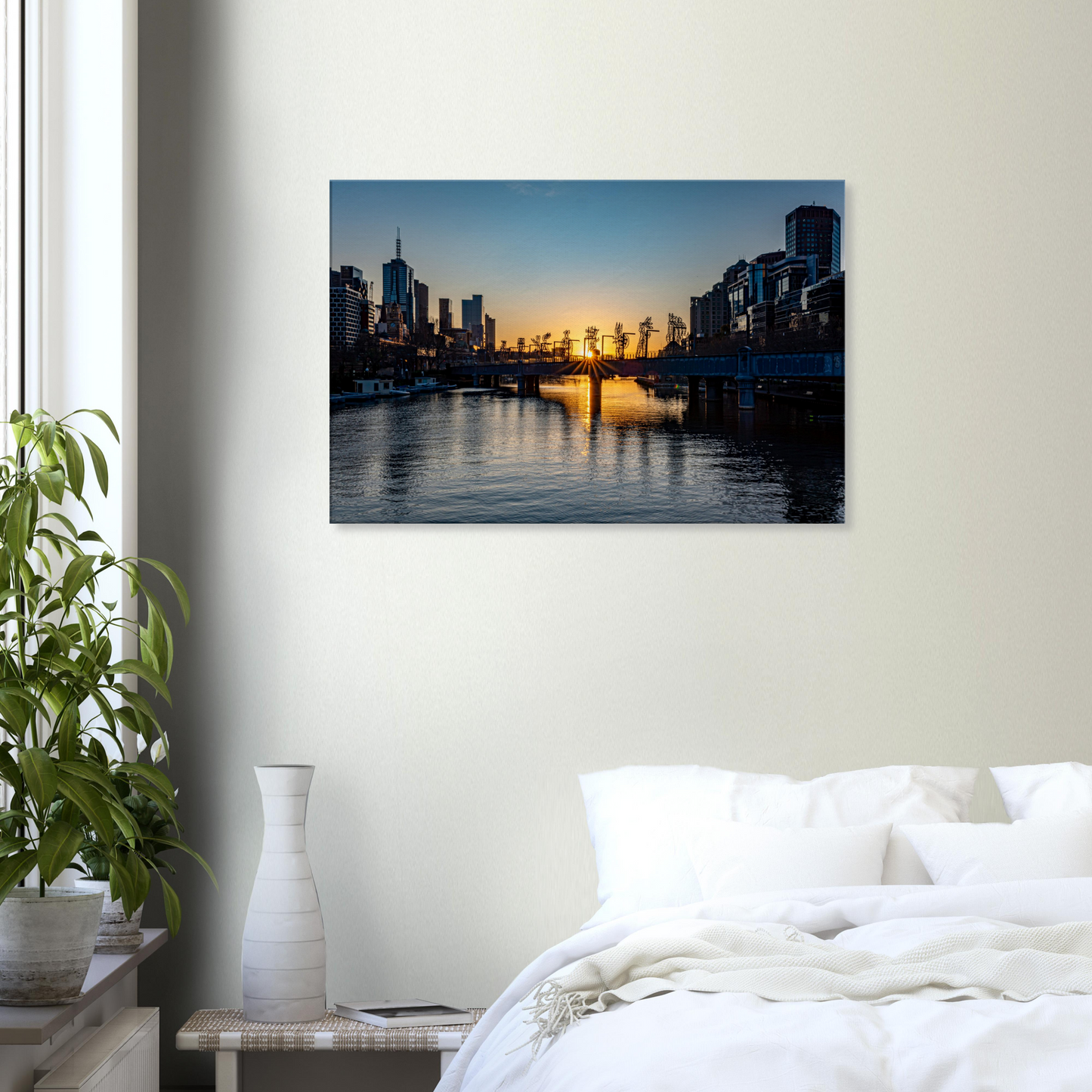 Sunrise on Yarra in Melbourne Poster Canvas by Istvan Maar Photography - bedroom