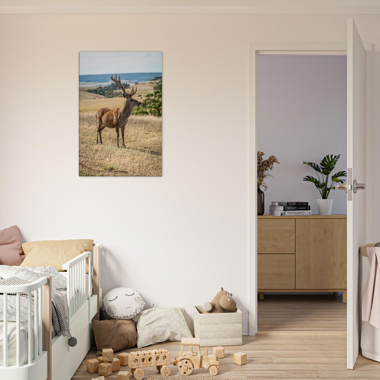 Deer Wildlife Animals Art Nursery Photography Wall Decor Kids Room Poster Playroom Artwork Stag Stretched Canvas 176
