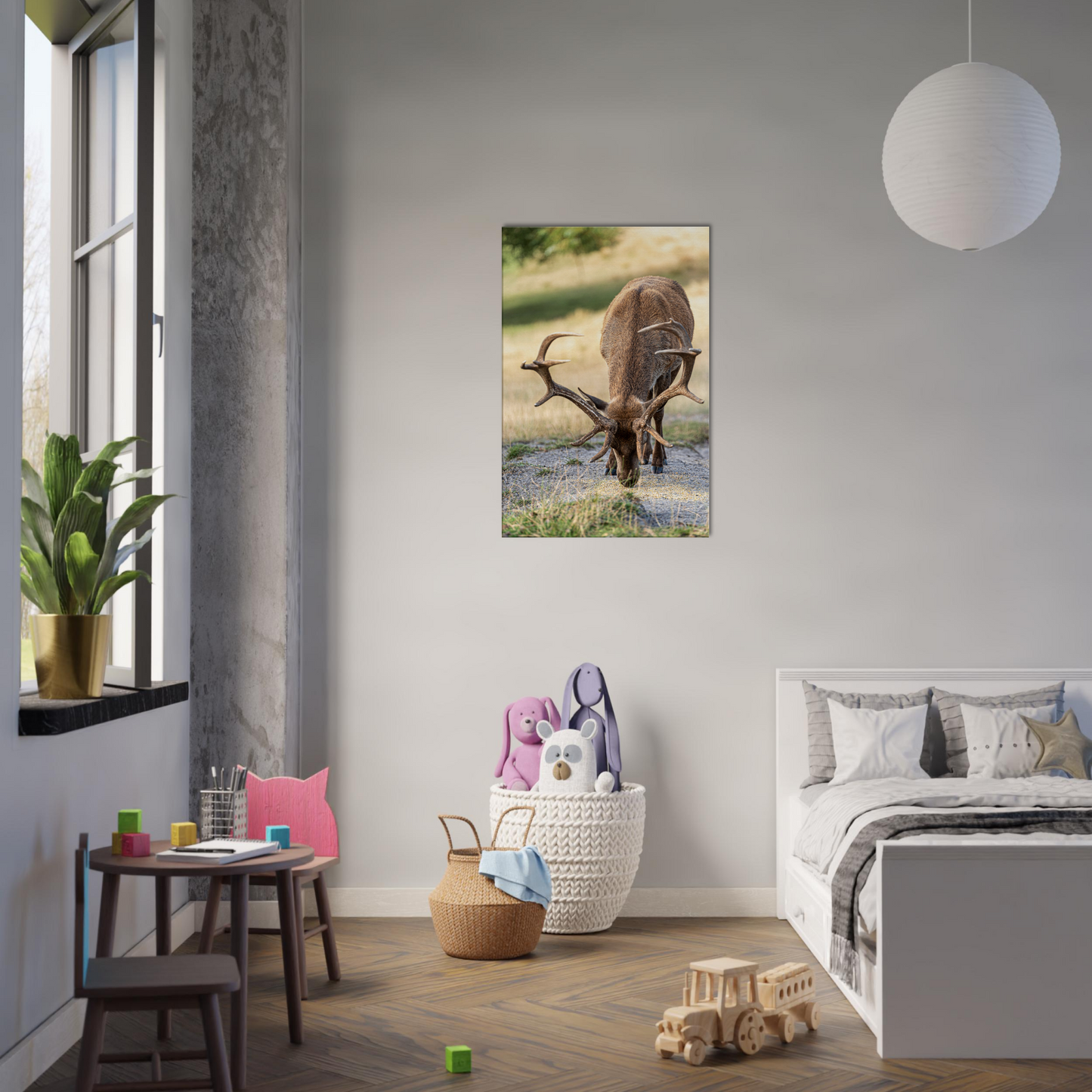 Deer Wildlife Animals Art Nursery Photography Wall Decor Kids Room Poster Playroom Artwork Stag Stretched Canvas 075