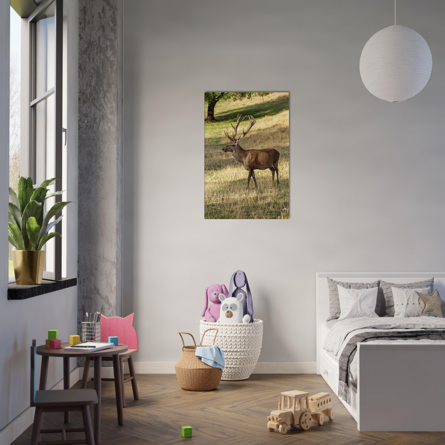 Deer Wildlife Animals Art Nursery Photography Wall Decor Kids Room Poster Playroom Artwork Stag Stretched Canvas 101