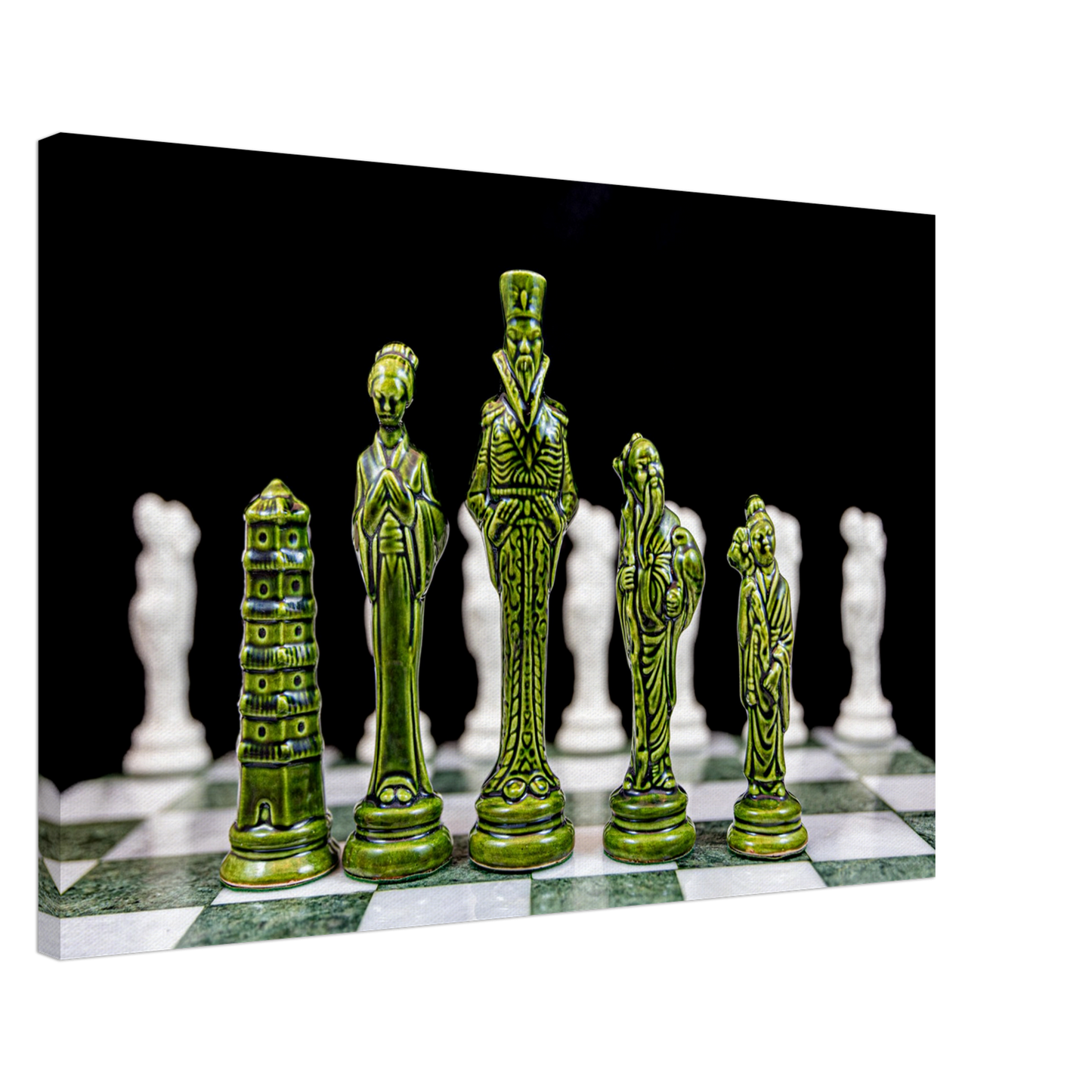 Porcelain Chess Set (made in China) Canvas by Istvan Maar Photography - by side