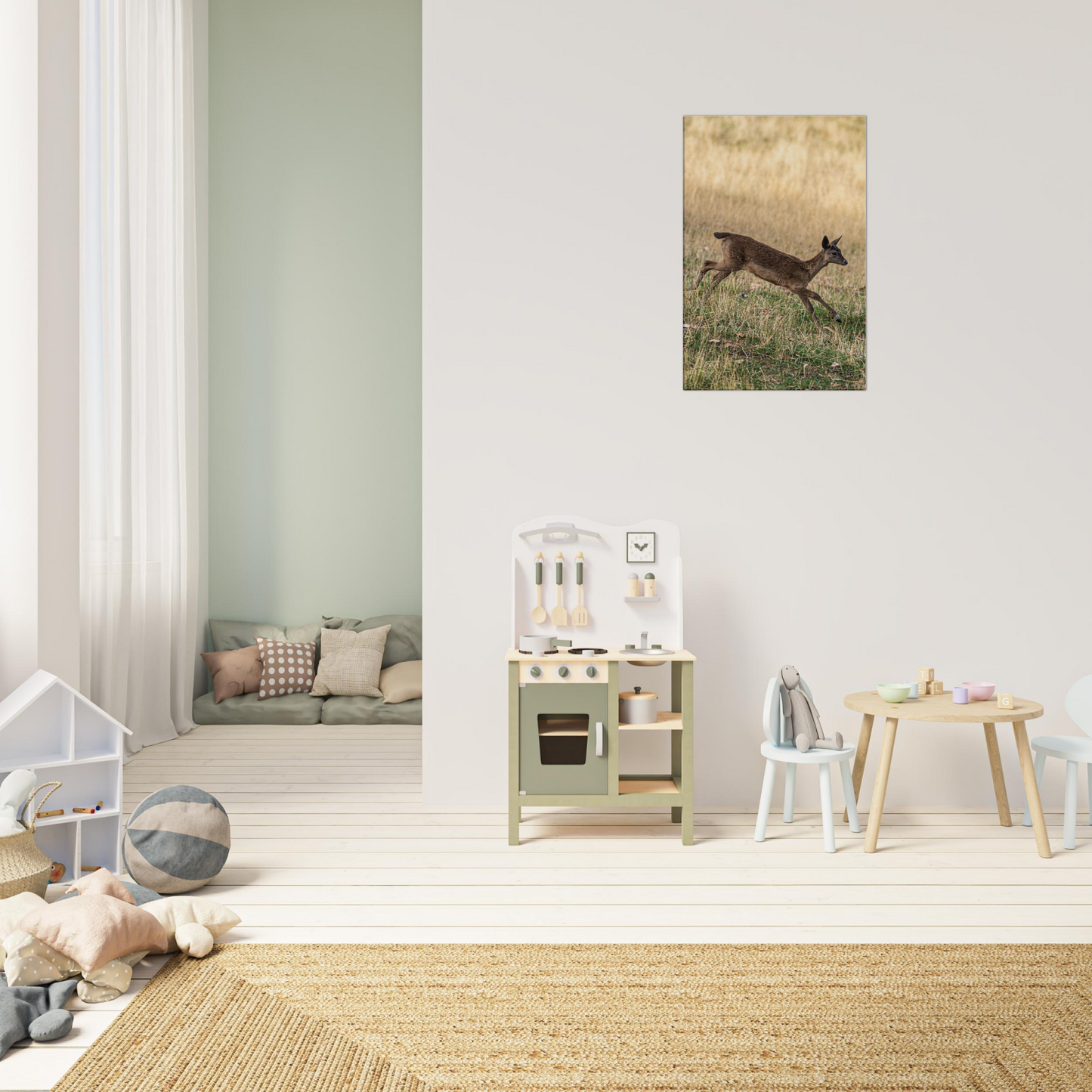 Deer Wildlife Animals Art Nursery Photography Wall Decor Kids Room Poster Playroom Artwork Stag Stretched Canvas 112