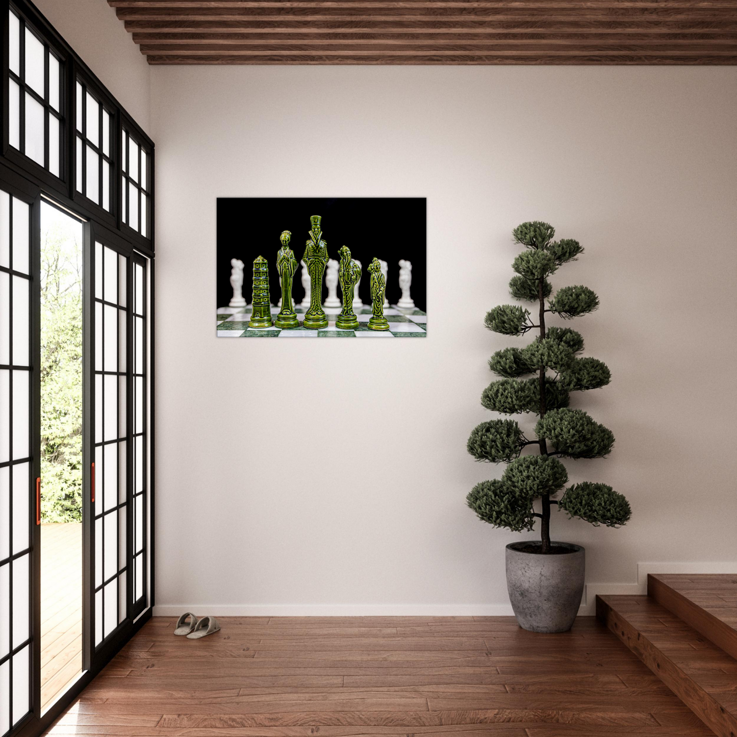 Porcelain Chess Set (made in China) Canvas by Istvan Maar Photography - Japanese lobby