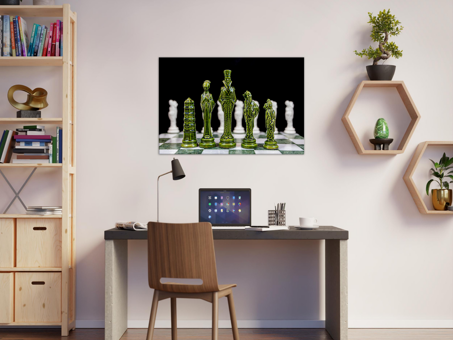 Porcelain Chess Set (made in China) Canvas by Istvan Maar Photography - home office 2