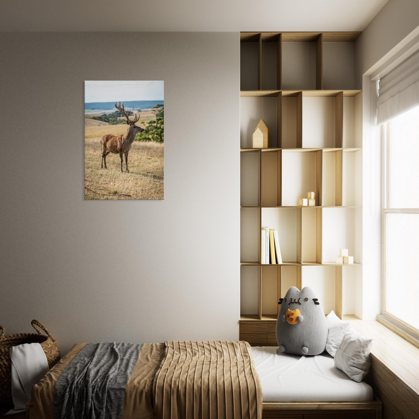 Deer Wildlife Animals Art Nursery Photography Wall Decor Kids Room Poster Playroom Artwork Stag Stretched Canvas 183