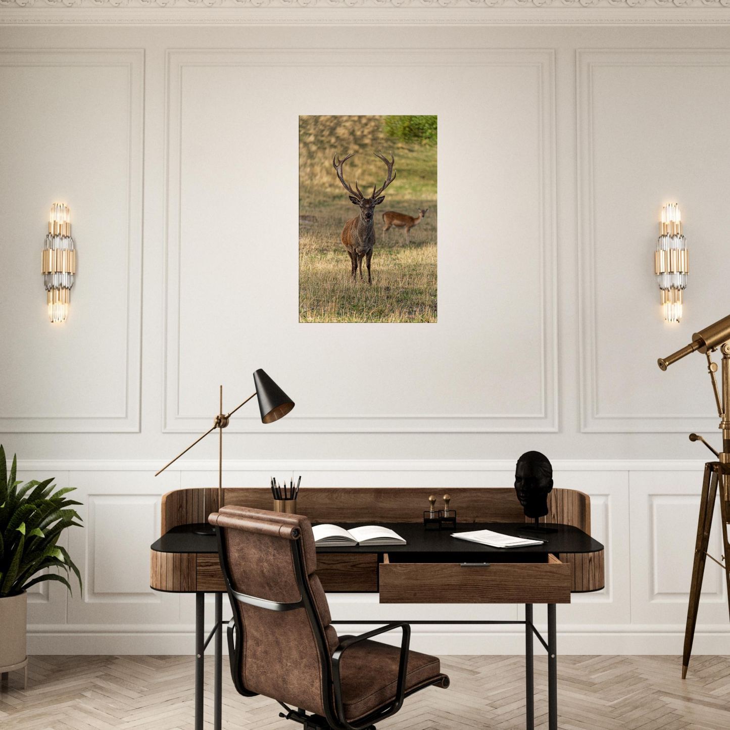 Deer Wildlife Animals Art Nursery Photography Wall Decor Kids Room Poster Playroom Artwork Stag Stretched Canvas 021