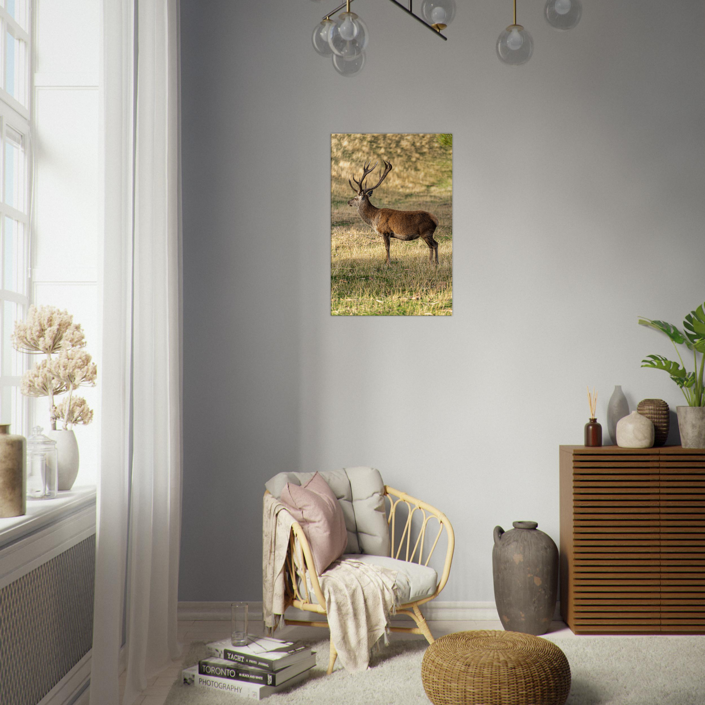 Deer Wildlife Animals Art Nursery Photography Wall Decor Kids Room Poster Playroom Artwork Stag Stretched Canvas 062