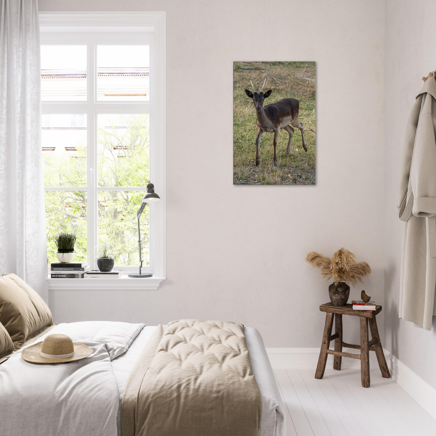 Deer Wildlife Animals Art Nursery Photography Wall Decor Kids Room Poster Playroom Artwork Stag Stretched Canvas 147