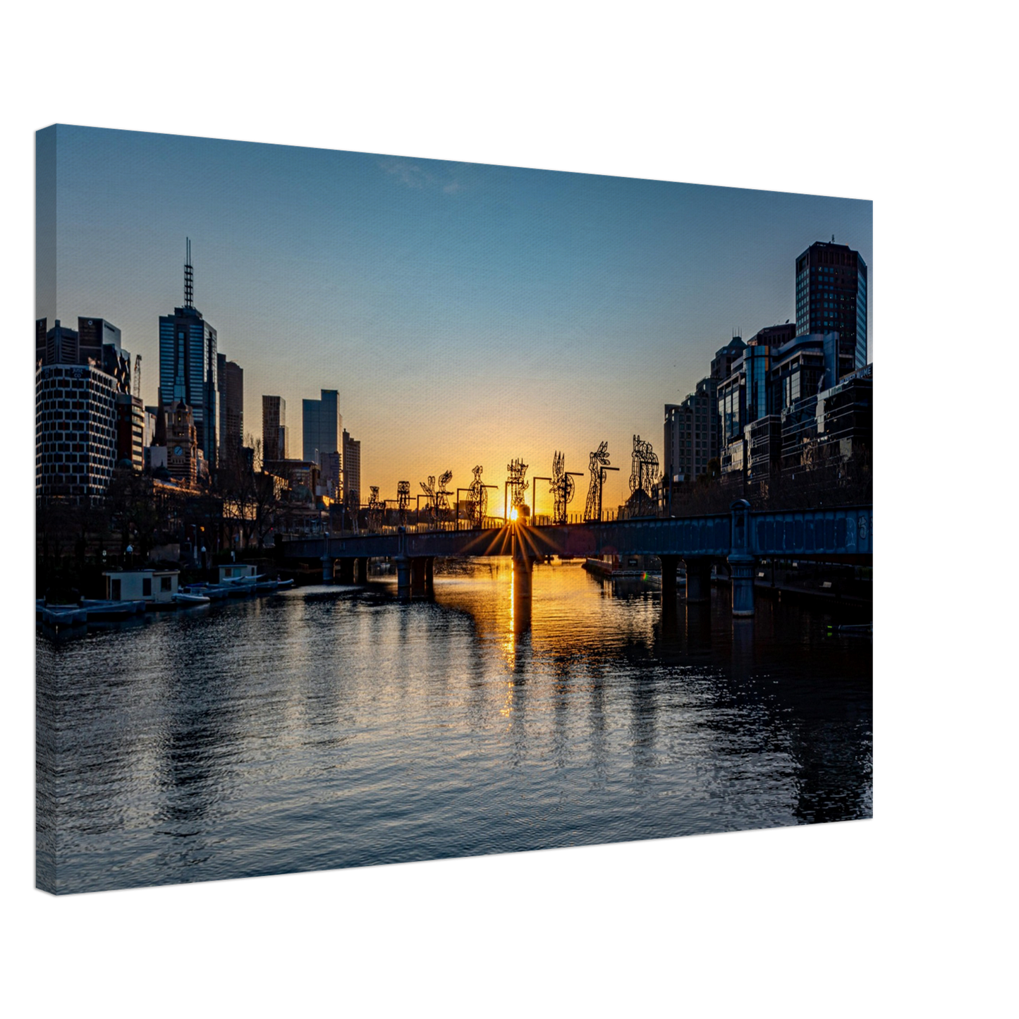 Sunrise on Yarra in Melbourne Poster Canvas by Istvan Maar Photography - by side