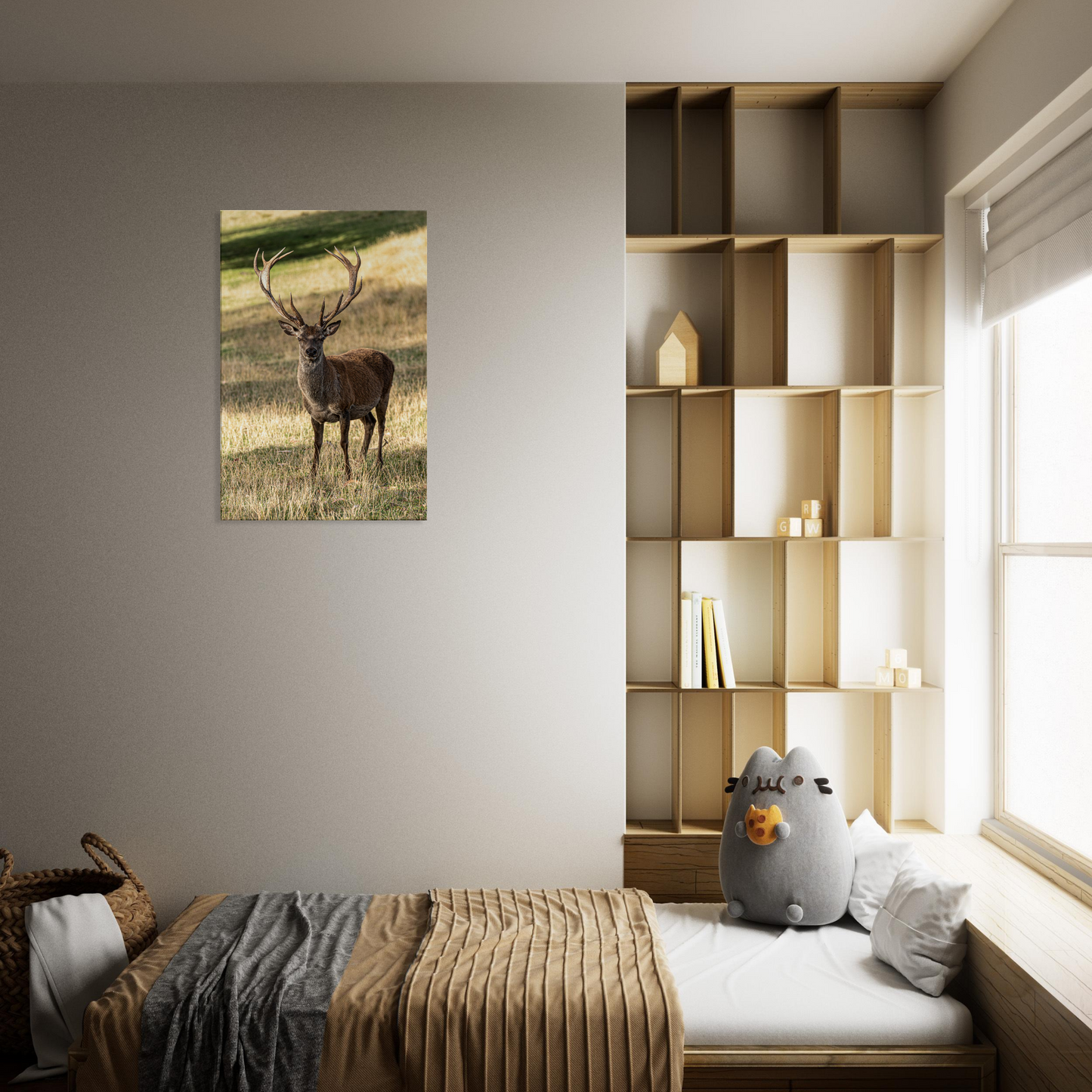 Deer Wildlife Animals Art Nursery Photography Wall Decor Kids Room Poster Playroom Artwork Stag Stretched Canvas 046