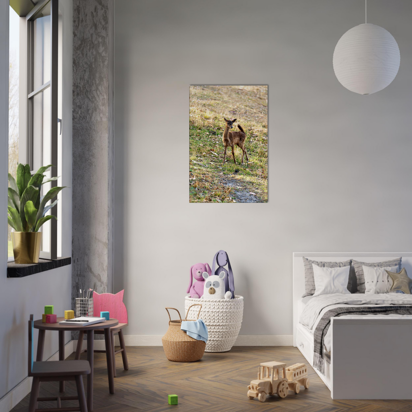 Deer Wildlife Animals Art Nursery Photography Wall Decor Kids Room Poster Playroom Artwork Stag Stretched Canvas 156