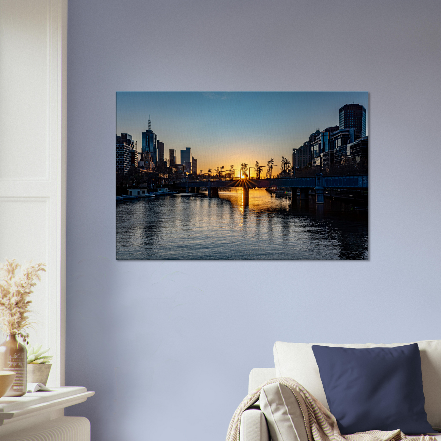 Sunrise on Yarra in Melbourne Poster Canvas by Istvan Maar Photography - living room