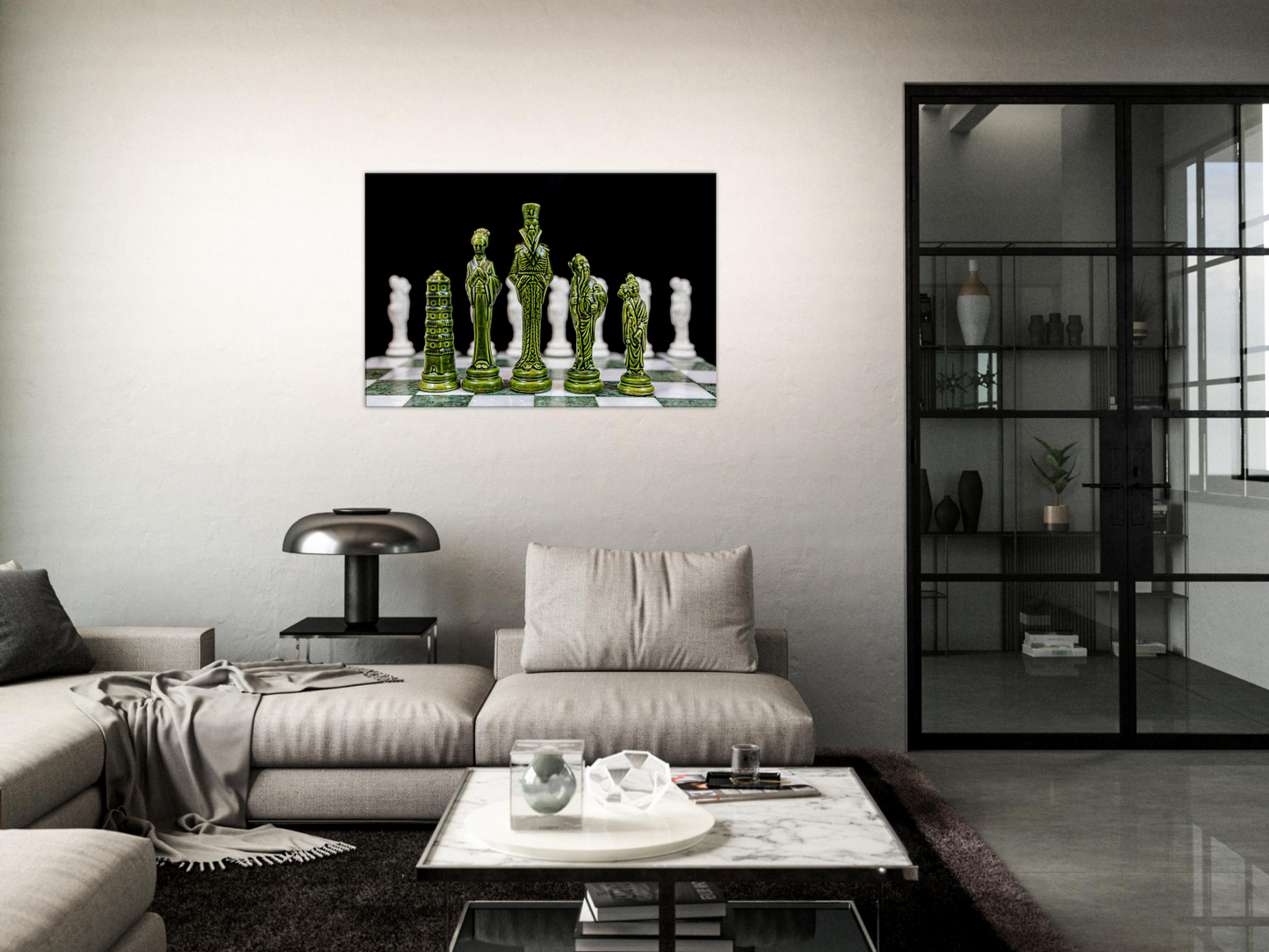 Porcelain Chess Set (made in China) Canvas by Istvan Maar Photography - living room