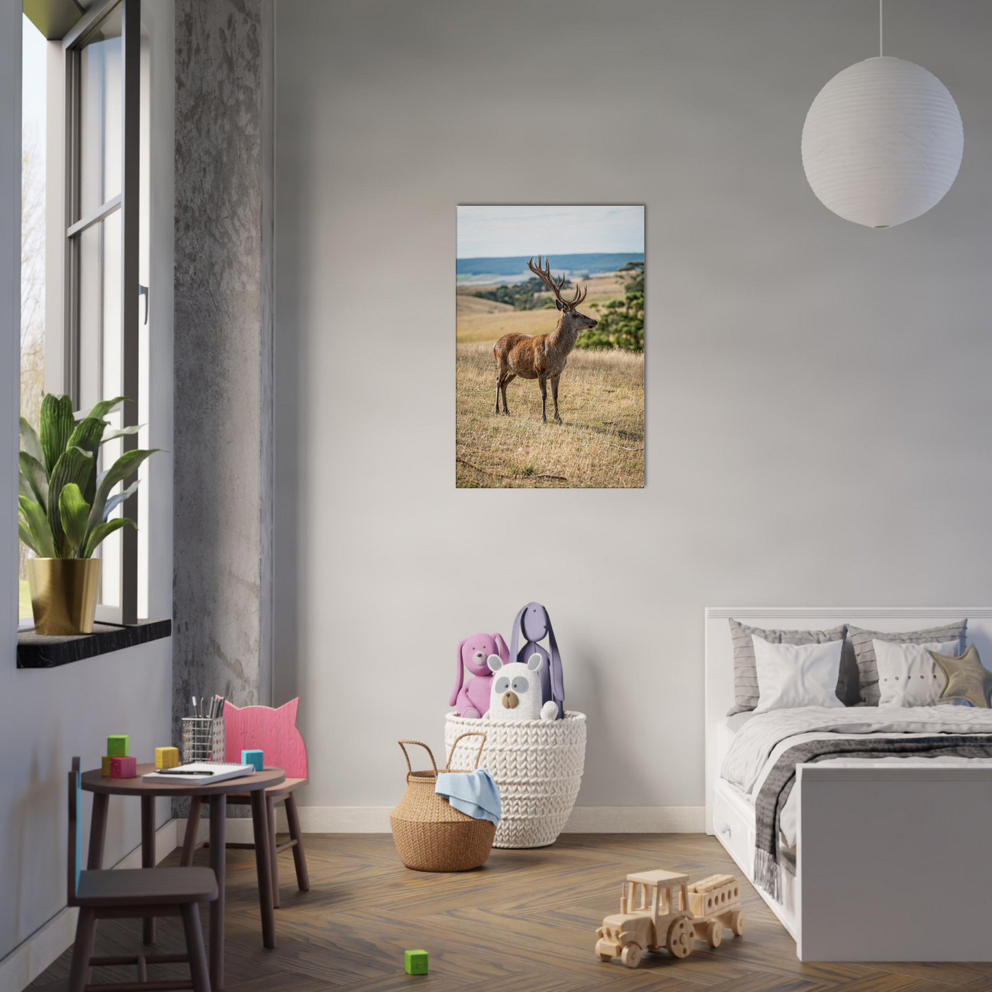 Deer Wildlife Animals Art Nursery Photography Wall Decor Kids Room Poster Playroom Artwork Stag Stretched Canvas 181