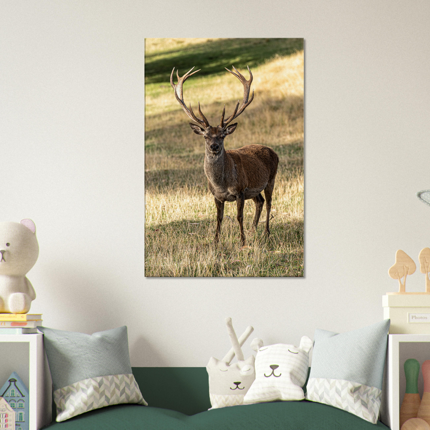 Deer Wildlife Animals Art Nursery Photography Wall Decor Kids Room Poster Playroom Artwork Stag Stretched Canvas 047