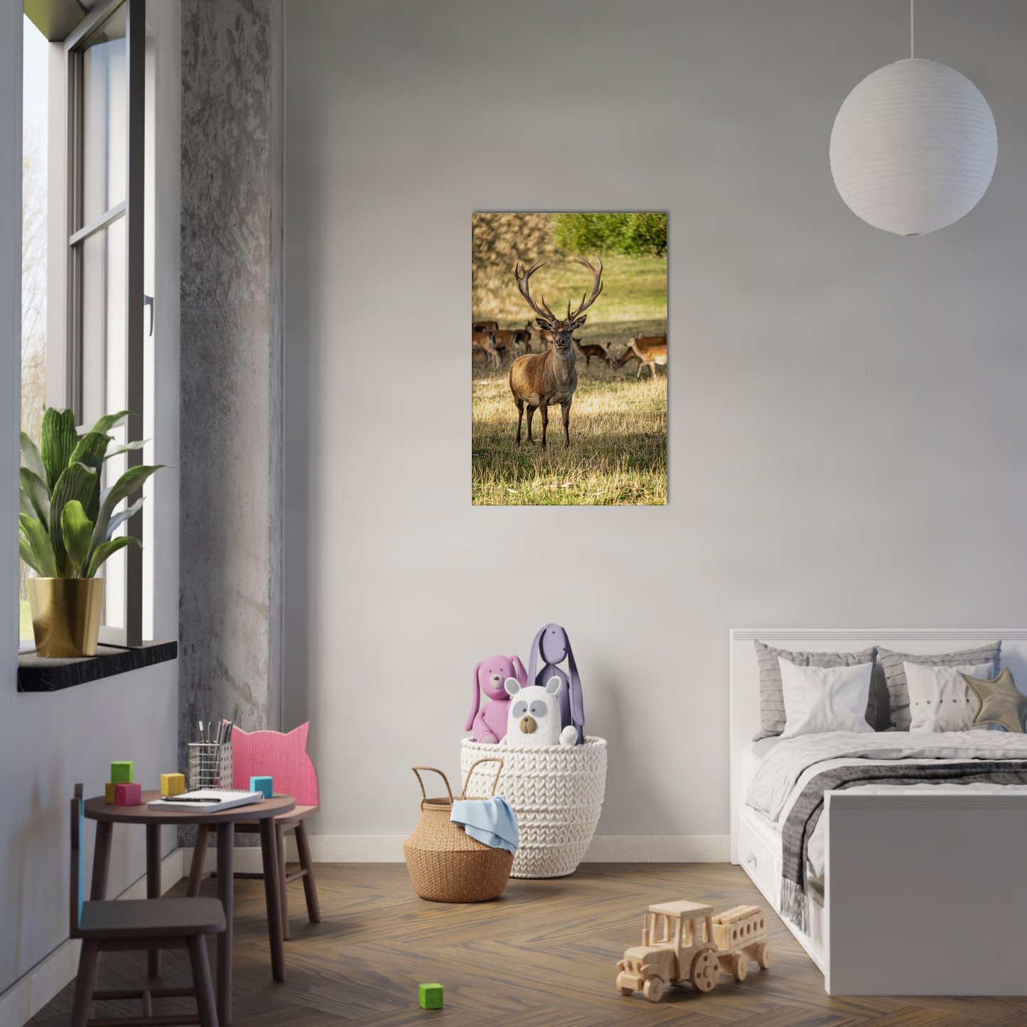 Deer Wildlife Animals Art Nursery Photography Wall Decor Kids Room Poster Playroom Artwork Stag Stretched Canvas 121