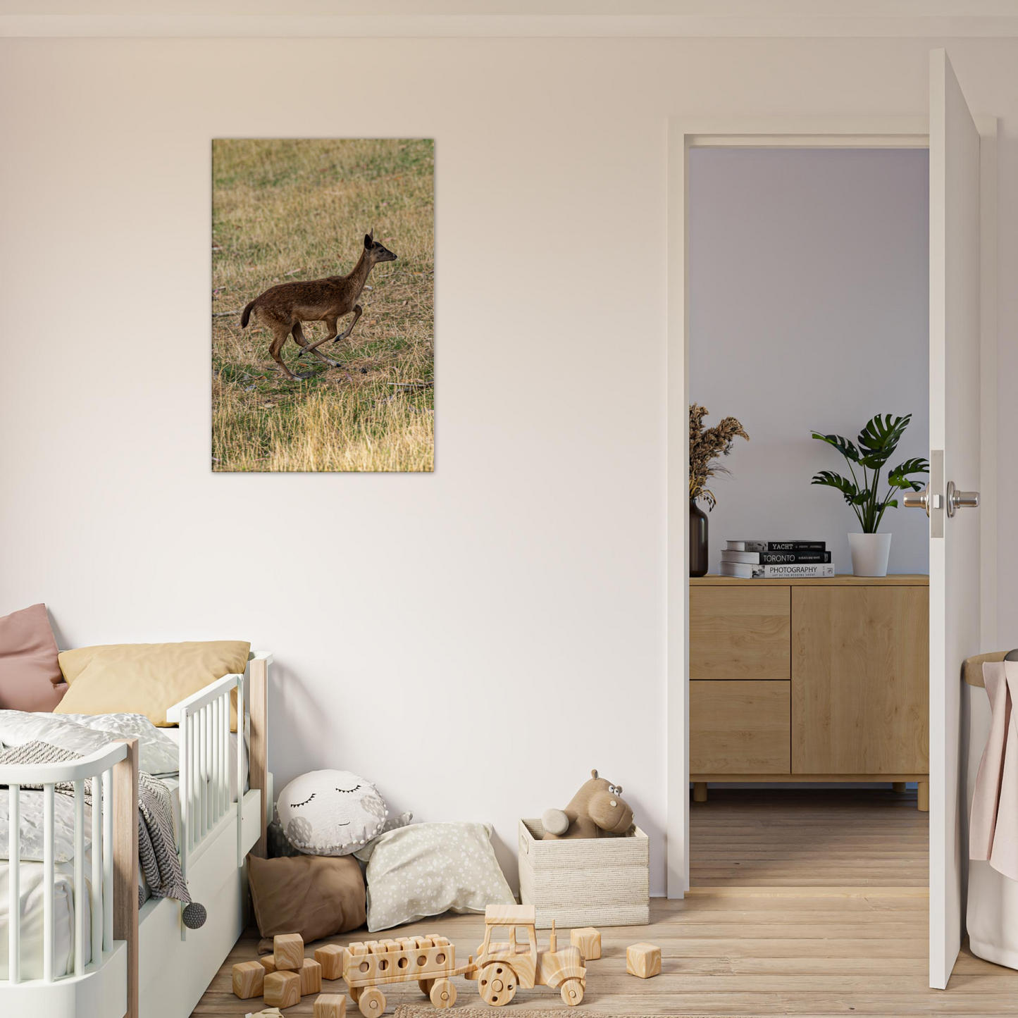 Deer Wildlife Animals Art Nursery Photography Wall Decor Kids Room Poster Playroom Artwork Stag Stretched Canvas 130