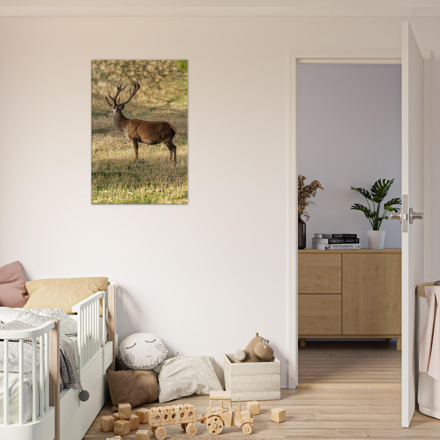 Deer Wildlife Animals Art Nursery Photography Wall Decor Kids Room Poster Playroom Artwork Stag Stretched Canvas 061