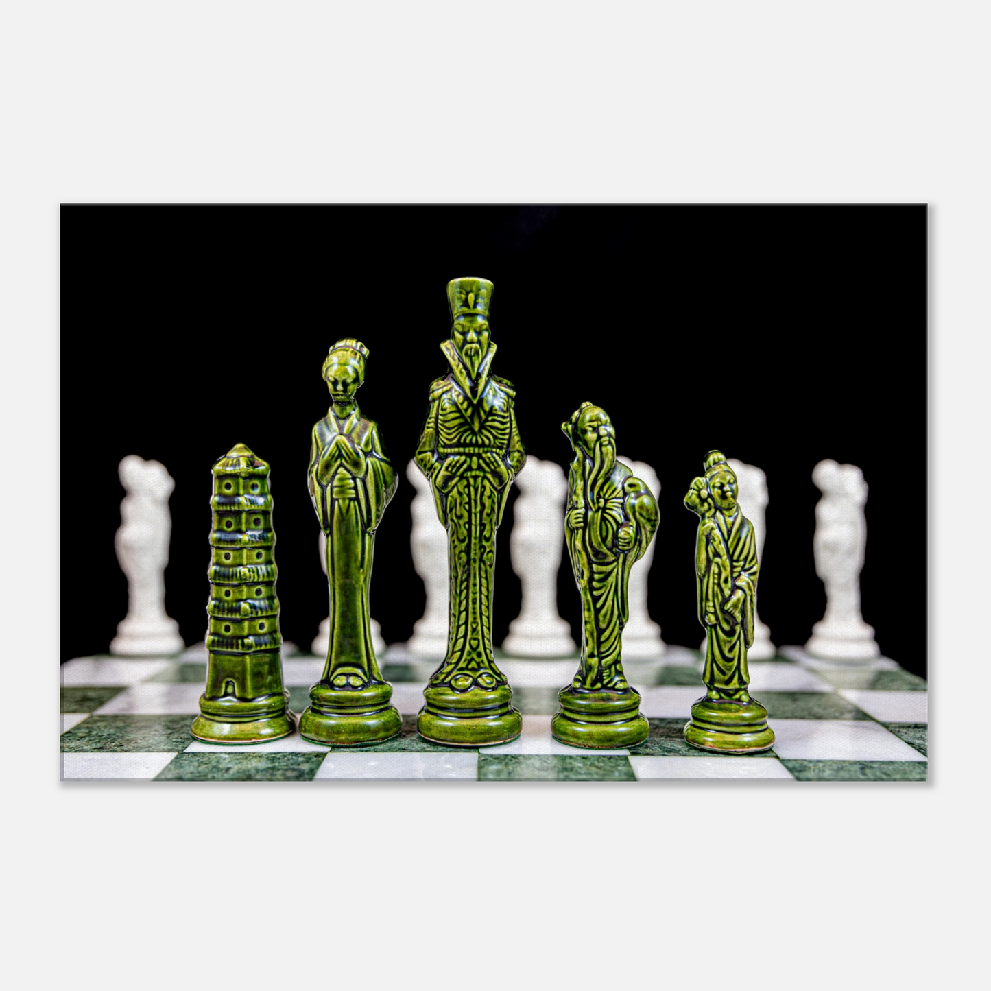 Porcelain Chess Set (made in China) Canvas by Istvan Maar Photography - close-up