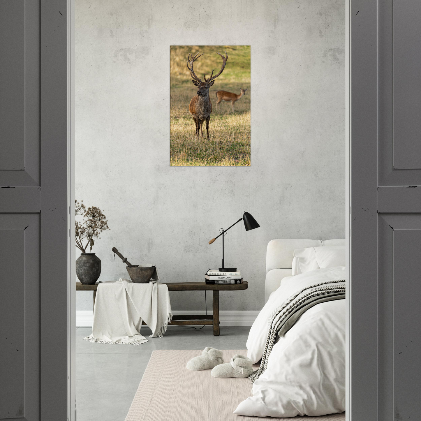 Deer Wildlife Animals Art Nursery Photography Wall Decor Kids Room Poster Playroom Artwork Stag Stretched Canvas 073