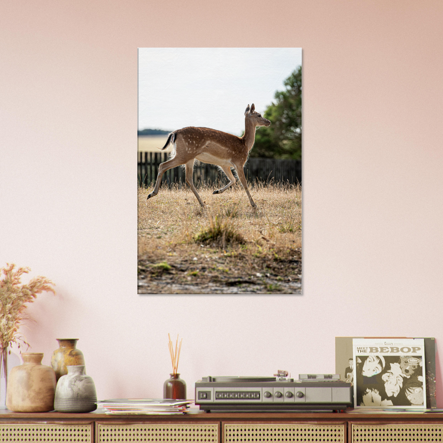 Deer Wildlife Animals Art Nursery Photography Wall Decor Kids Room Poster Playroom Artwork Stag Stretched Canvas 198