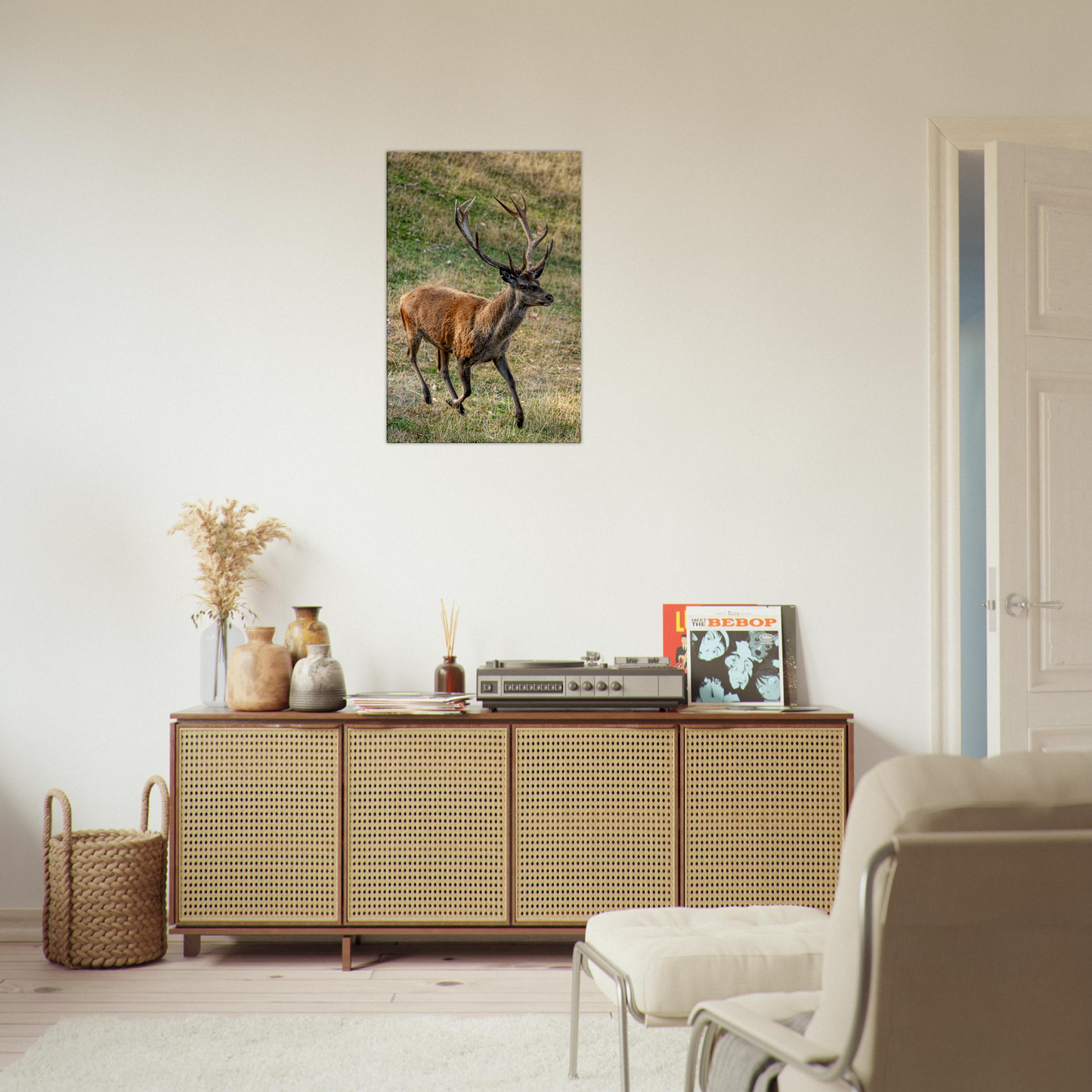 Deer Wildlife Animals Art Nursery Photography Wall Decor Kids Room Poster Playroom Artwork Stag Stretched Canvas 018