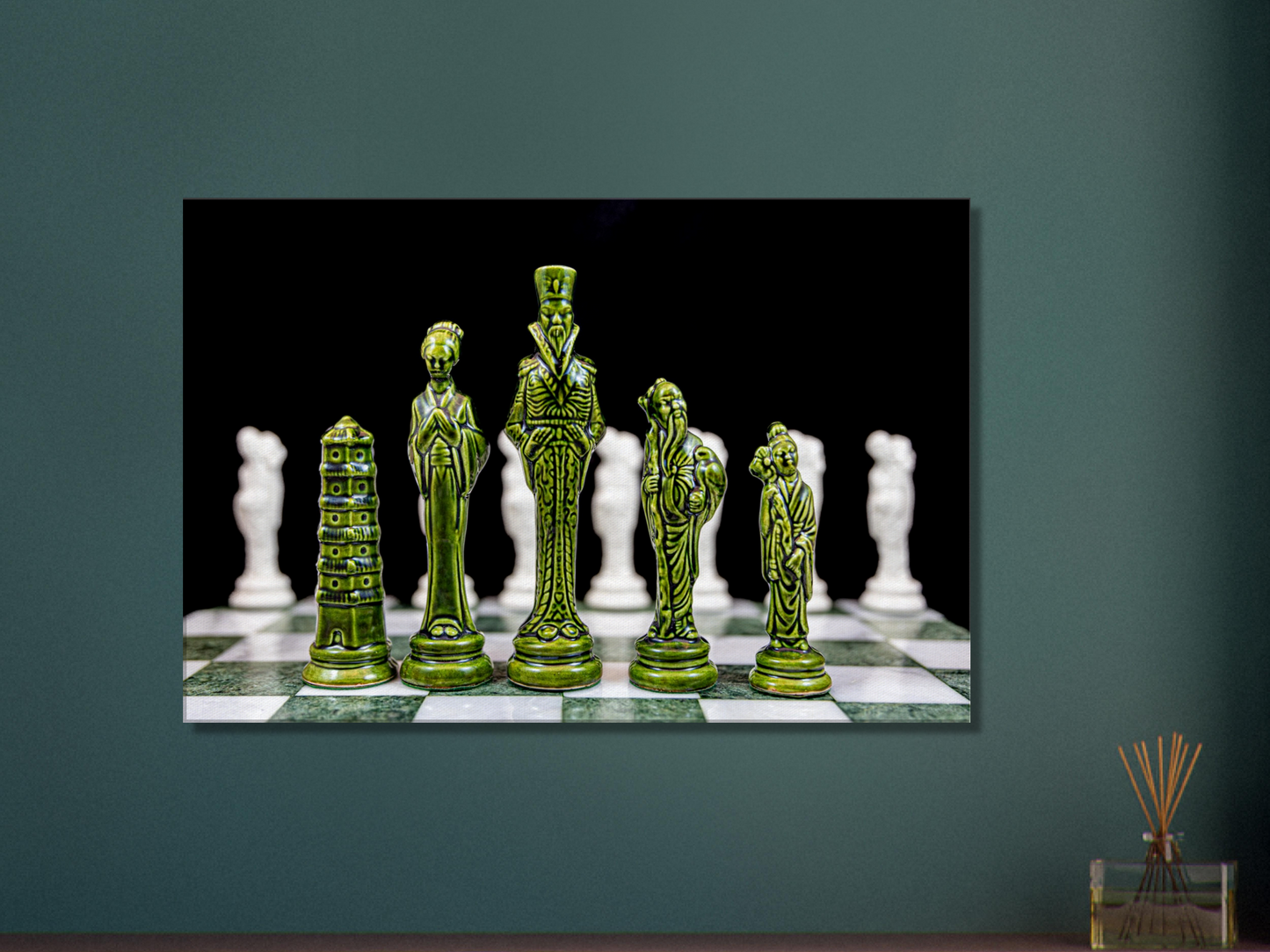 Porcelain Chess Set (made in China) Canvas by Istvan Maar Photography - feature wall decor