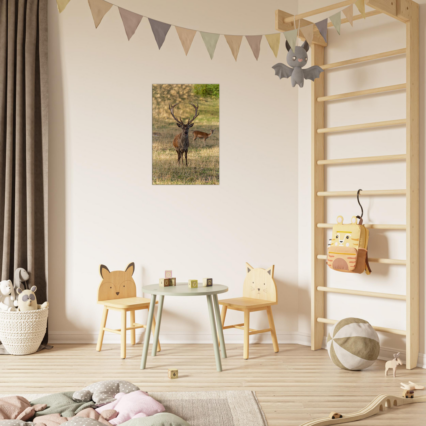 Deer Wildlife Animals Art Nursery Photography Wall Decor Kids Room Poster Playroom Artwork Stag Stretched Canvas 028