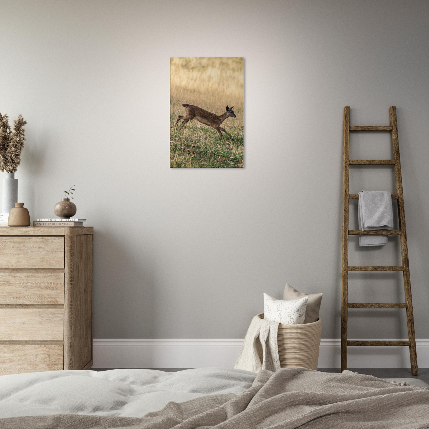 Deer Wildlife Animals Art Nursery Photography Wall Decor Kids Room Poster Playroom Artwork Stag Stretched Canvas 111
