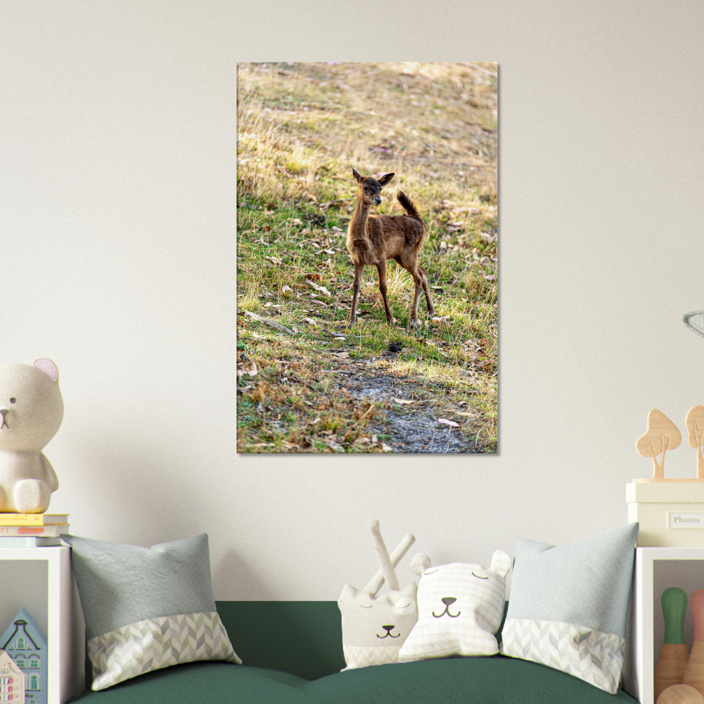 Deer Wildlife Animals Art Nursery Photography Wall Decor Kids Room Poster Playroom Artwork Stag Stretched Canvas 153