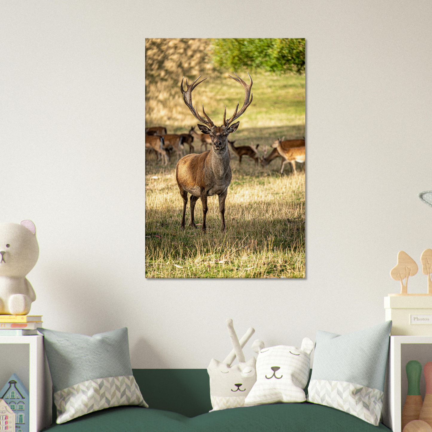 Deer Wildlife Animals Art Nursery Photography Wall Decor Kids Room Poster Playroom Artwork Stag Stretched Canvas 124
