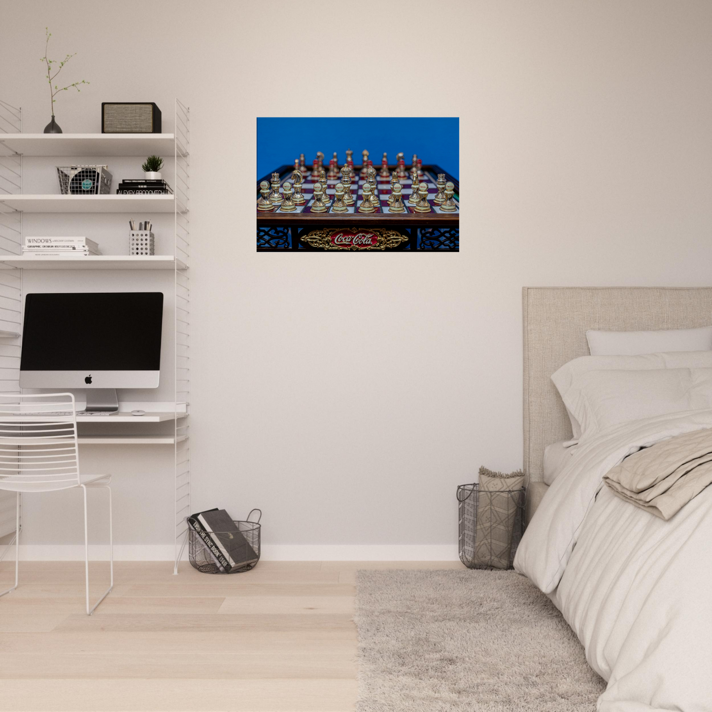 Coca-Cola themed chess set canvas by Istvan Maar Photography - on wall in teen's room
