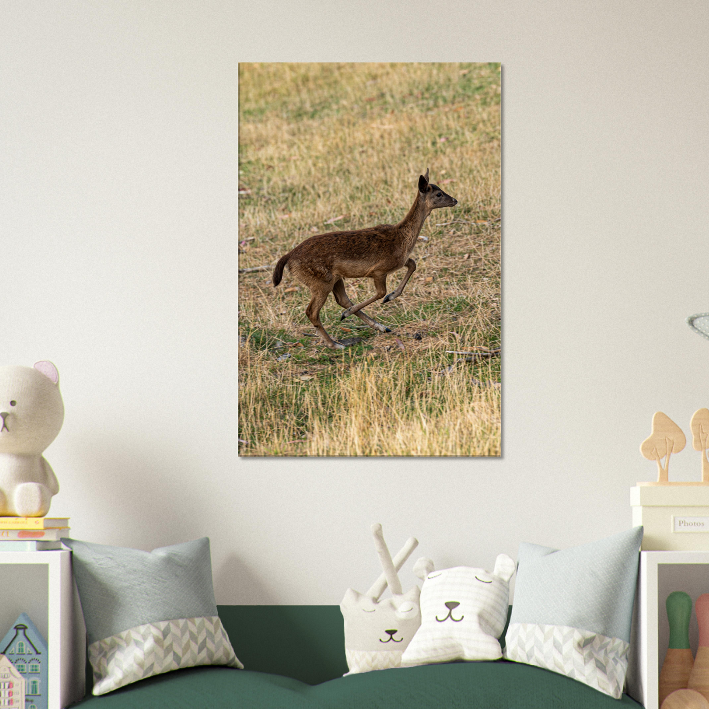 Deer Wildlife Animals Art Nursery Photography Wall Decor Kids Room Poster Playroom Artwork Stag Stretched Canvas 132