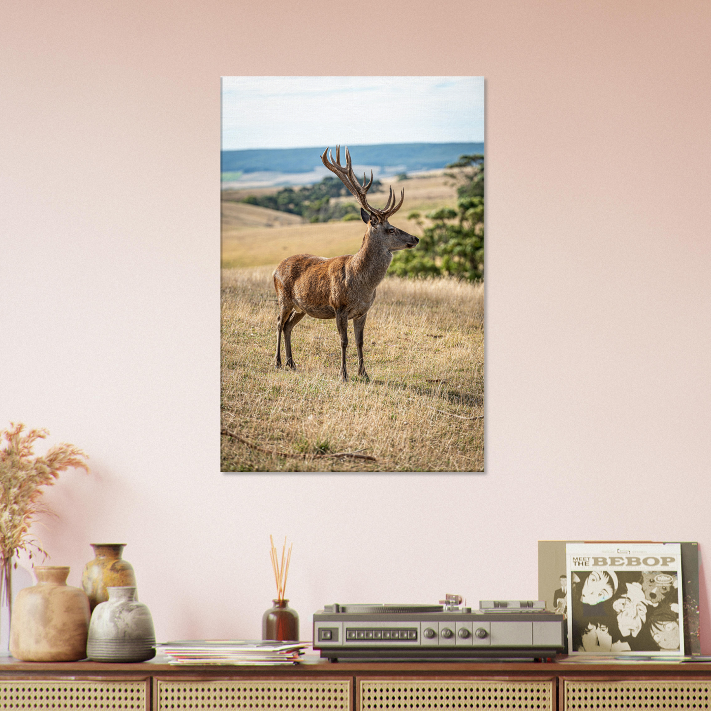 Deer Wildlife Animals Art Nursery Photography Wall Decor Kids Room Poster Playroom Artwork Stag Stretched Canvas 179