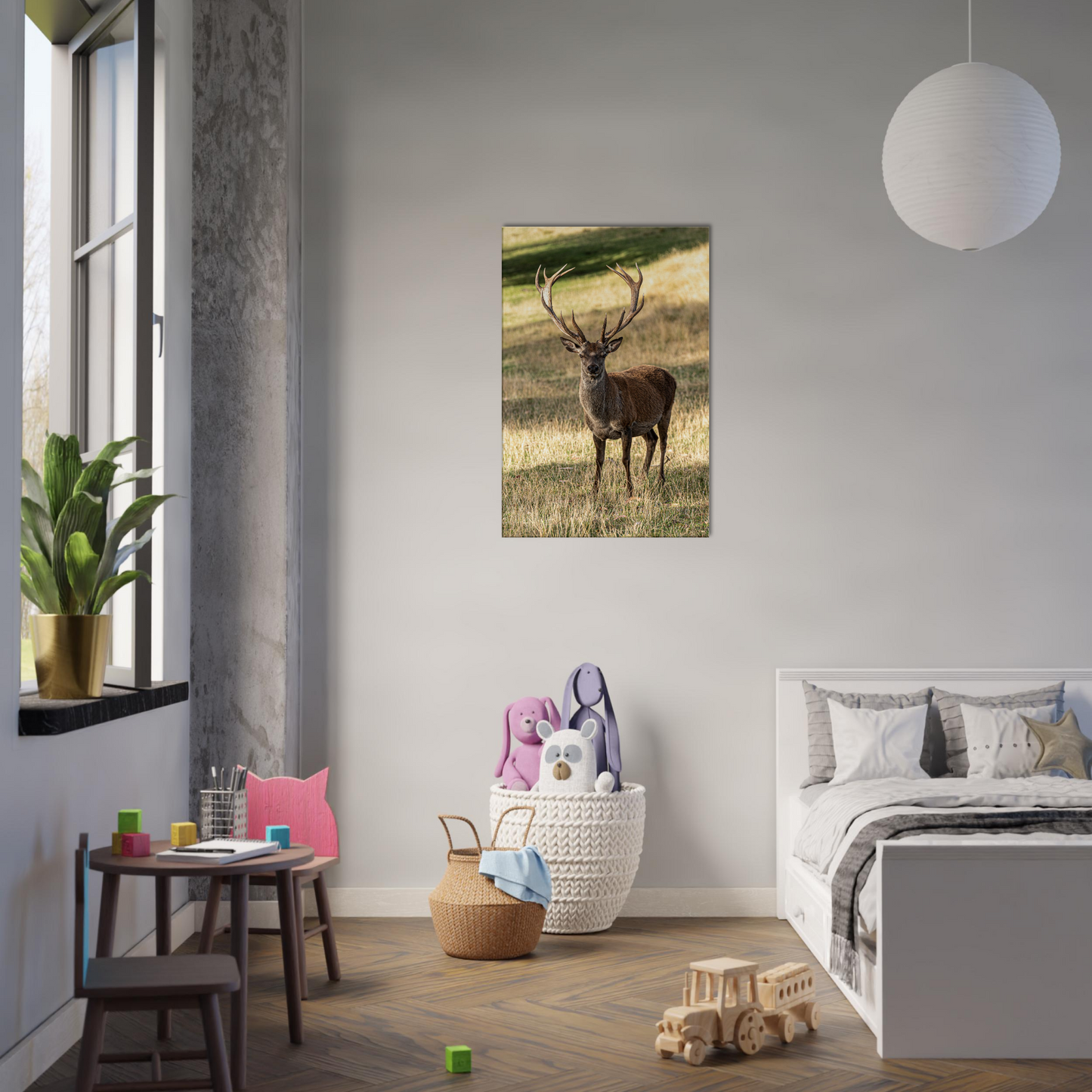 Deer Wildlife Animals Art Nursery Photography Wall Decor Kids Room Poster Playroom Artwork Stag Stretched Canvas 043