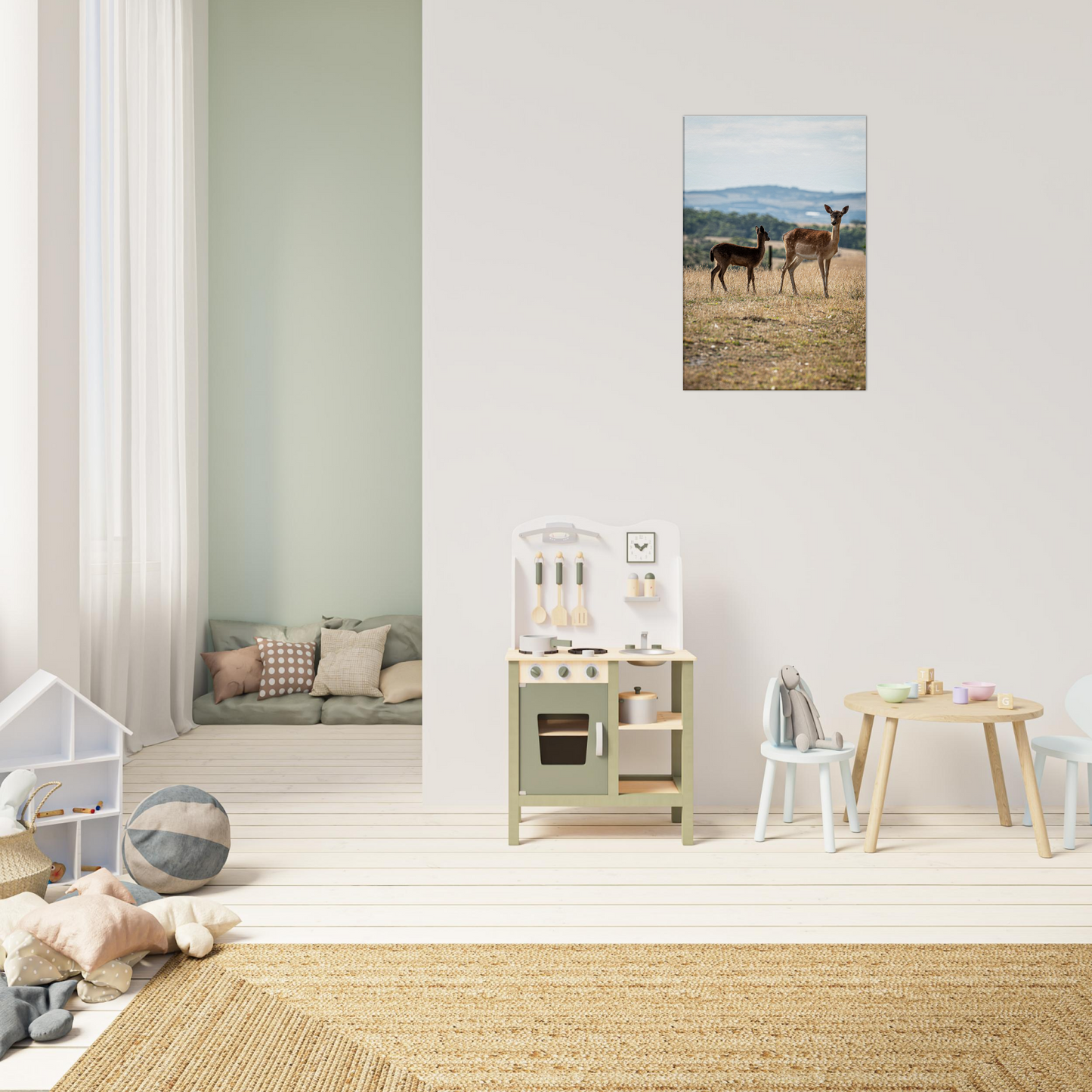 Deer Wildlife Animals Art Nursery Photography Wall Decor Kids Room Poster Playroom Artwork Stag Stretched Canvas 092