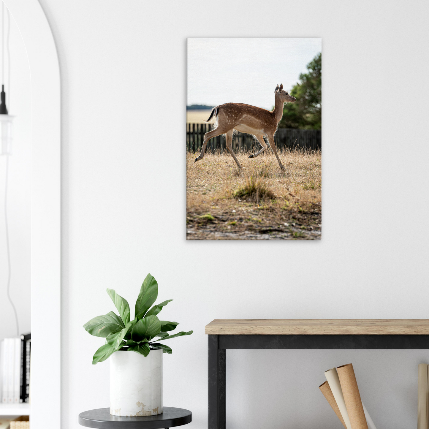 Deer Wildlife Animals Art Nursery Photography Wall Decor Kids Room Poster Playroom Artwork Stag Stretched Canvas 196