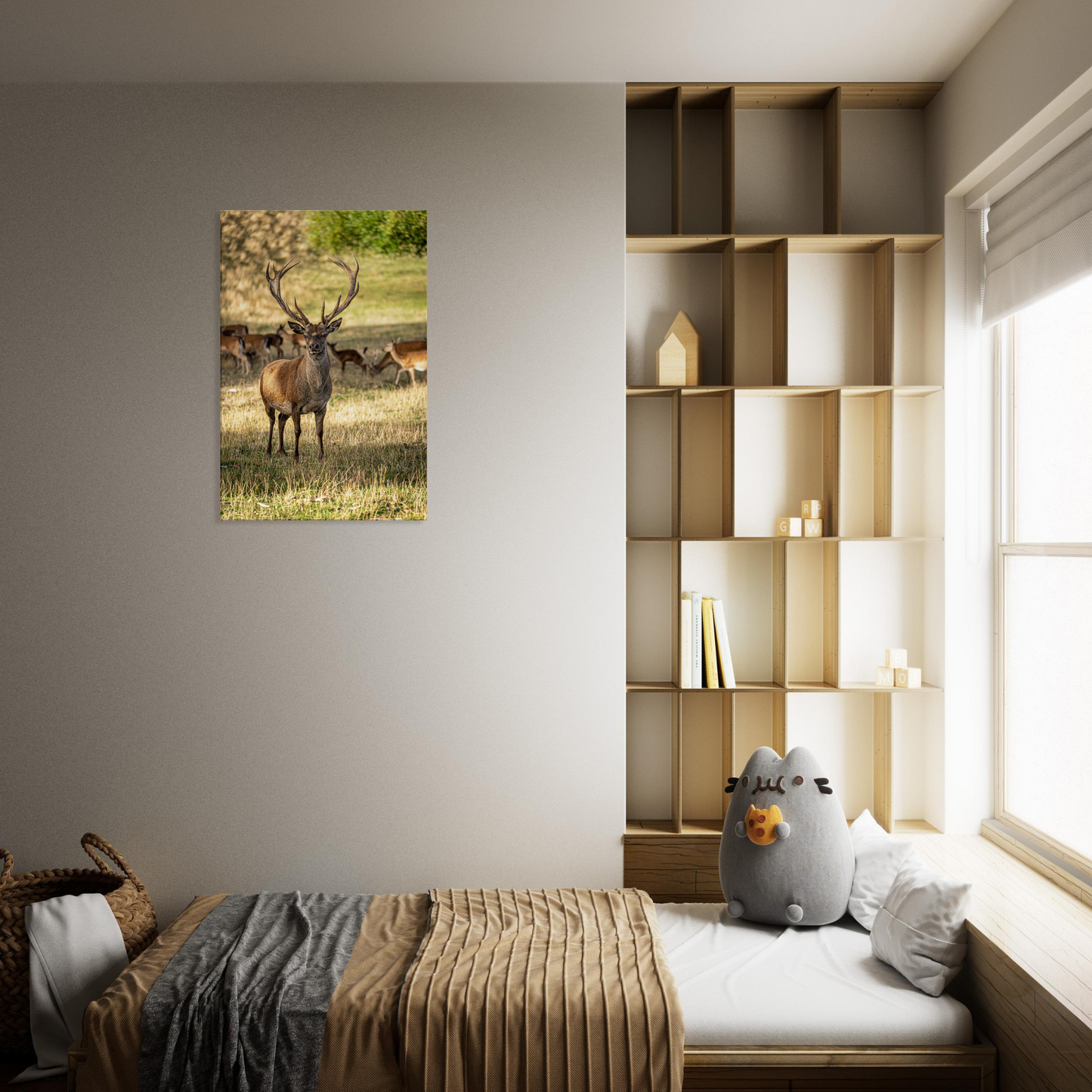 Deer Wildlife Animals Art Nursery Photography Wall Decor Kids Room Poster Playroom Artwork Stag Stretched Canvas 127