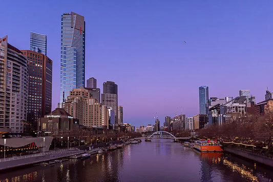 Yarra River from Prince Bridge Melbourne at blue hour on a cold winter morning — cityscape photography by Istvan Maar