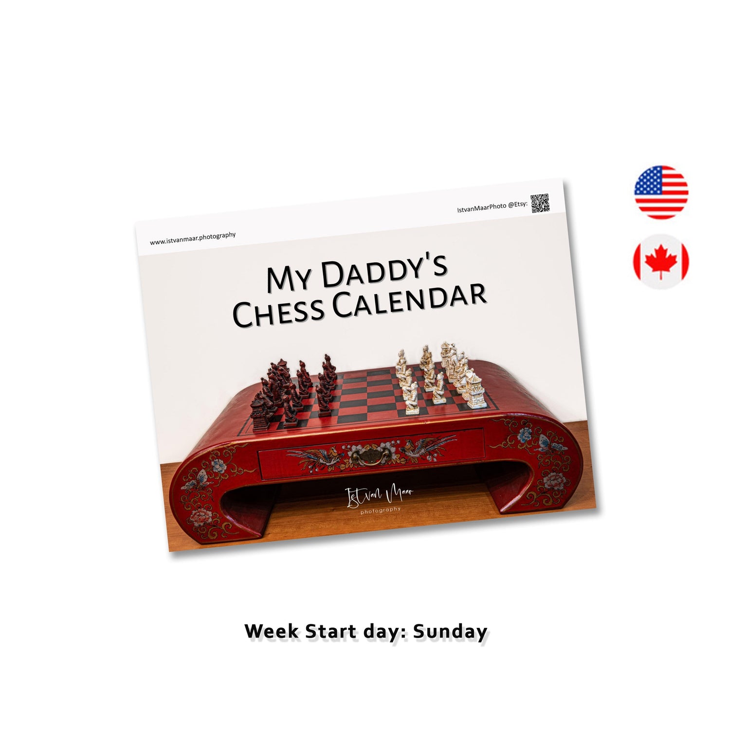 Personalized chess wall calendar - US