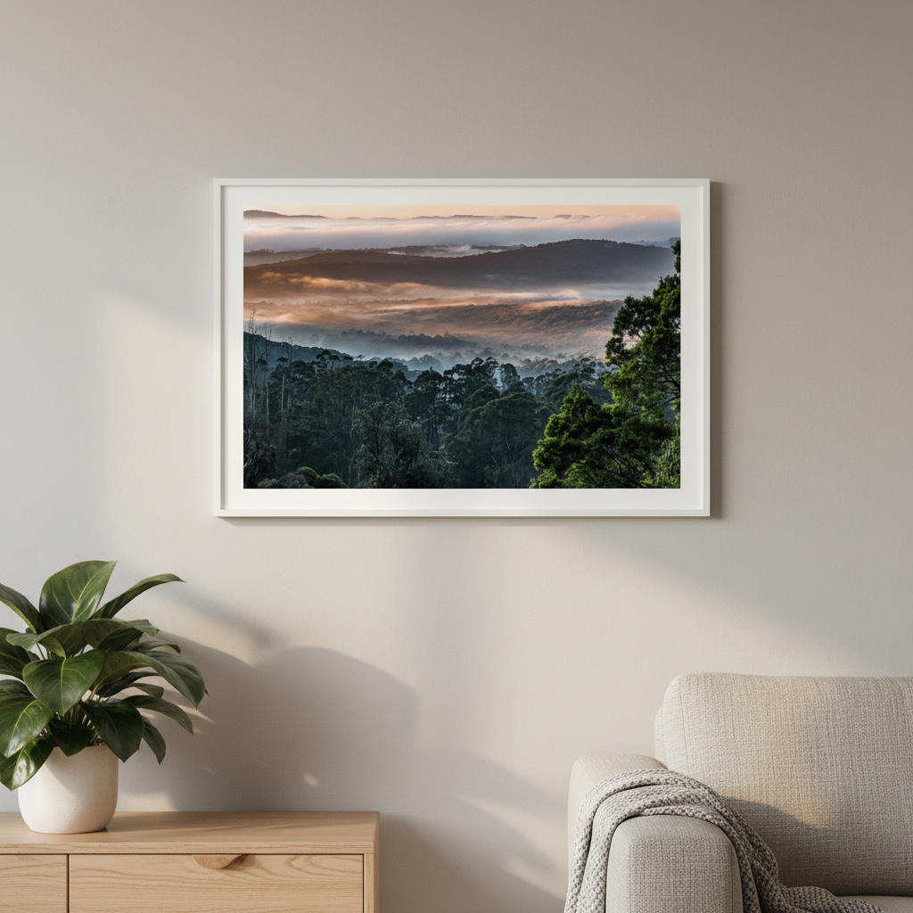 Misty Australian Forest - Horizontal Print Lifestyle Mockup
