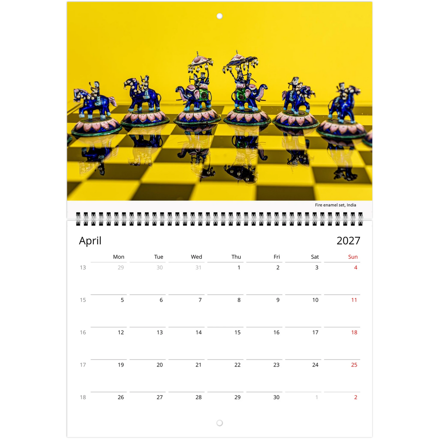 2027 Chess Wall Calendar interior page — fine art chess photography by Istvan Maar Photography