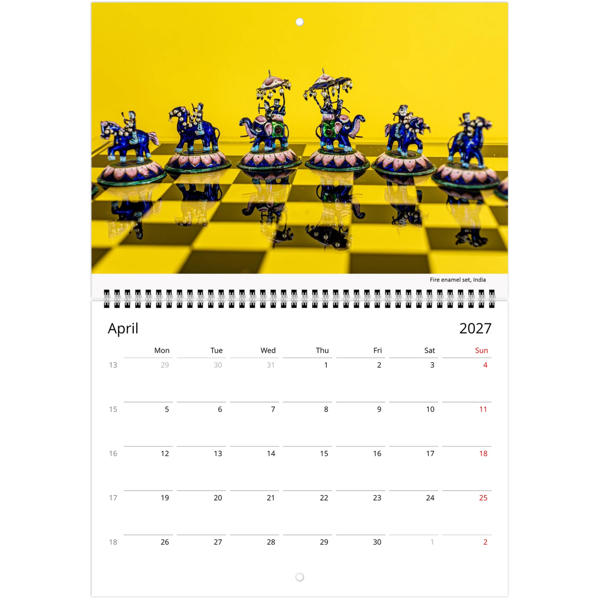 2027 Chess Wall Calendar interior page — fine art chess photography by Istvan Maar Photography