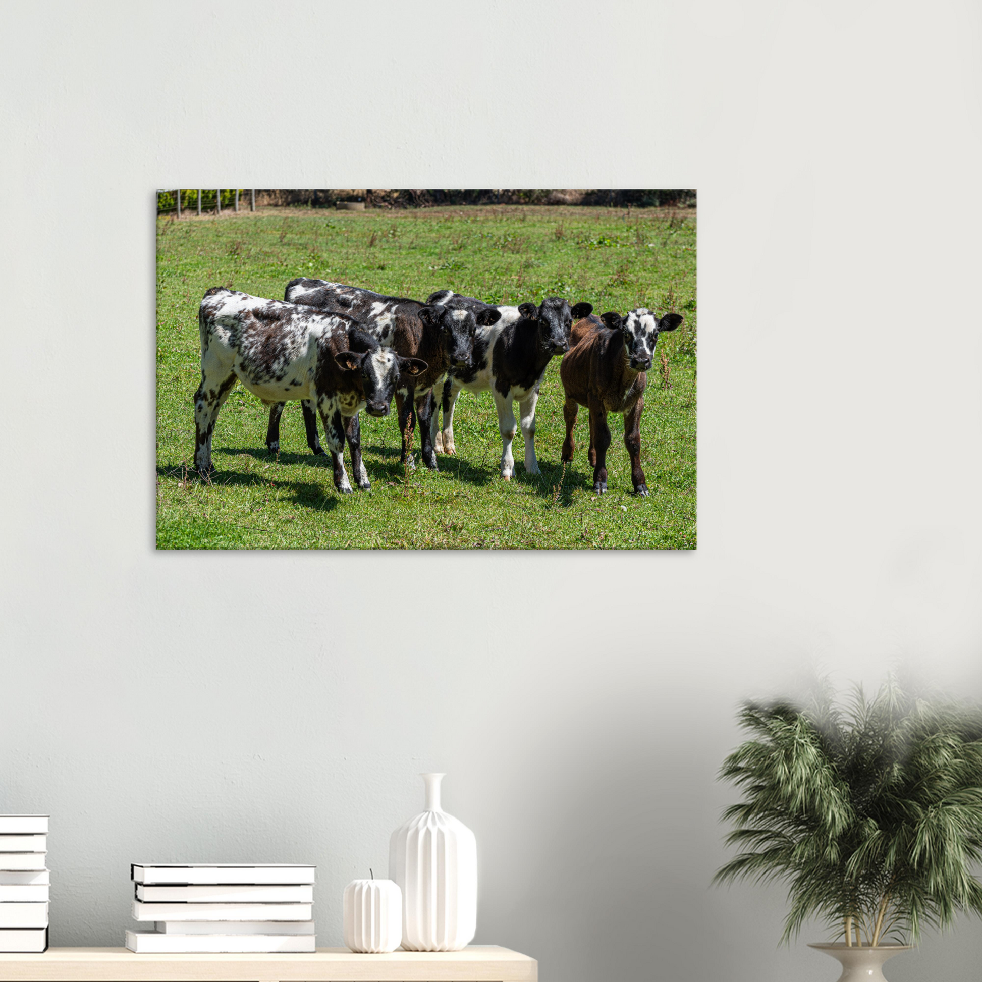 Calves Domestic Animal Canvas Wall Art Photography, Nursery Print, Nursery Animal Wall Decor, Kids Room, Prints, Stretched canvas by Istvan Maar Photography mockup 05